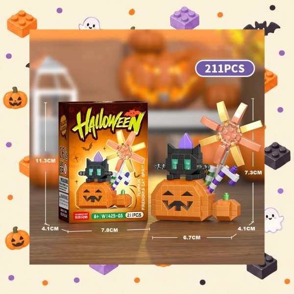 Producto - Brick Calabaza Gatito - Marca Dino Bricks