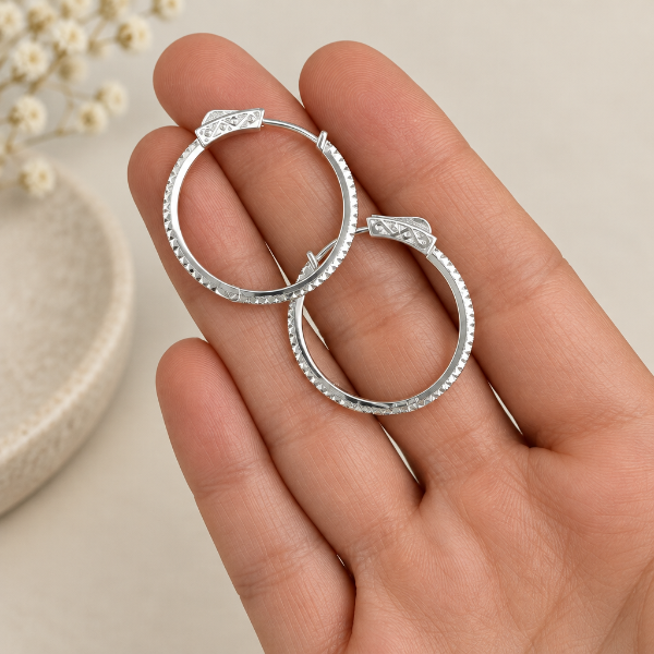 Producto - Argollas de Plata 925 Cierre Click Hoop