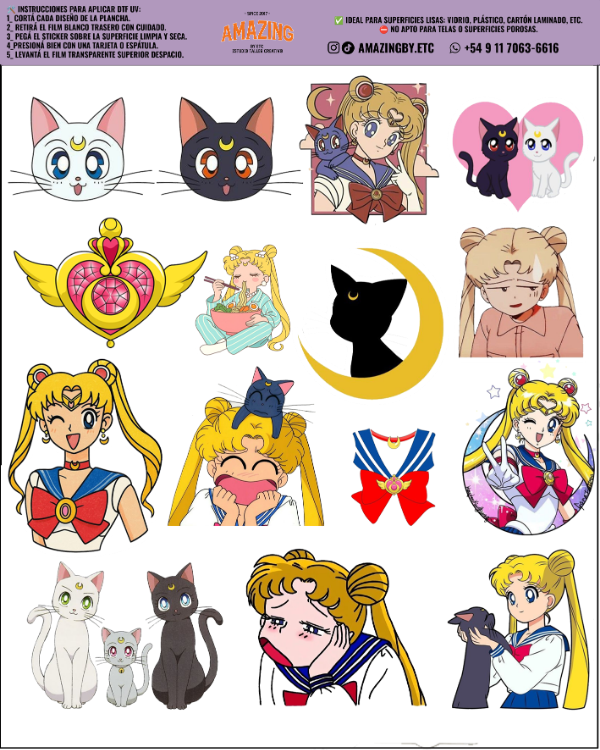 Producto - SAYLOR MOON Plancha stickers premium dtf uv