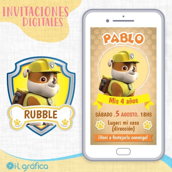 Producto - INVITACIÓN DIGITAL PAW PATROL RUBBLE
