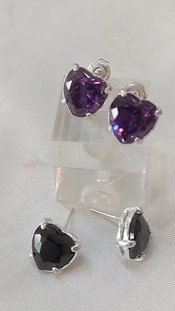 Producto - Aro de Plata 925 cubic grande con forma de corazon