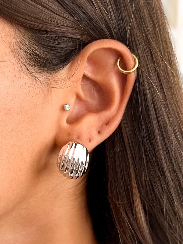 Producto - Aros Ball Labrado Plateado