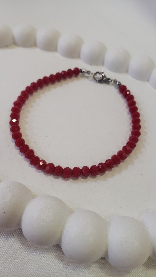 Producto - Pulsera Roja cristales acero