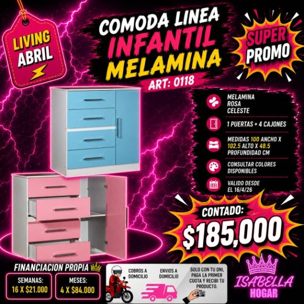 Producto - COMODA LINEA INFANTIL MELAMINA
