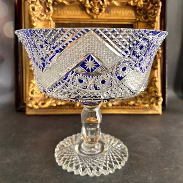 Producto - Gran Copón Cristal Tallado Azul