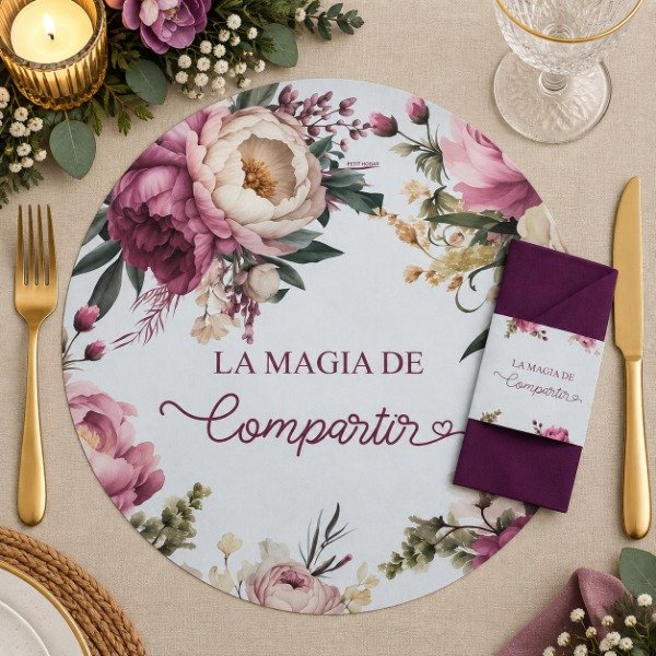 Producto - Set Platos De Sitio Papel + Porta Servilletas X 12 Unid. Desc - 10