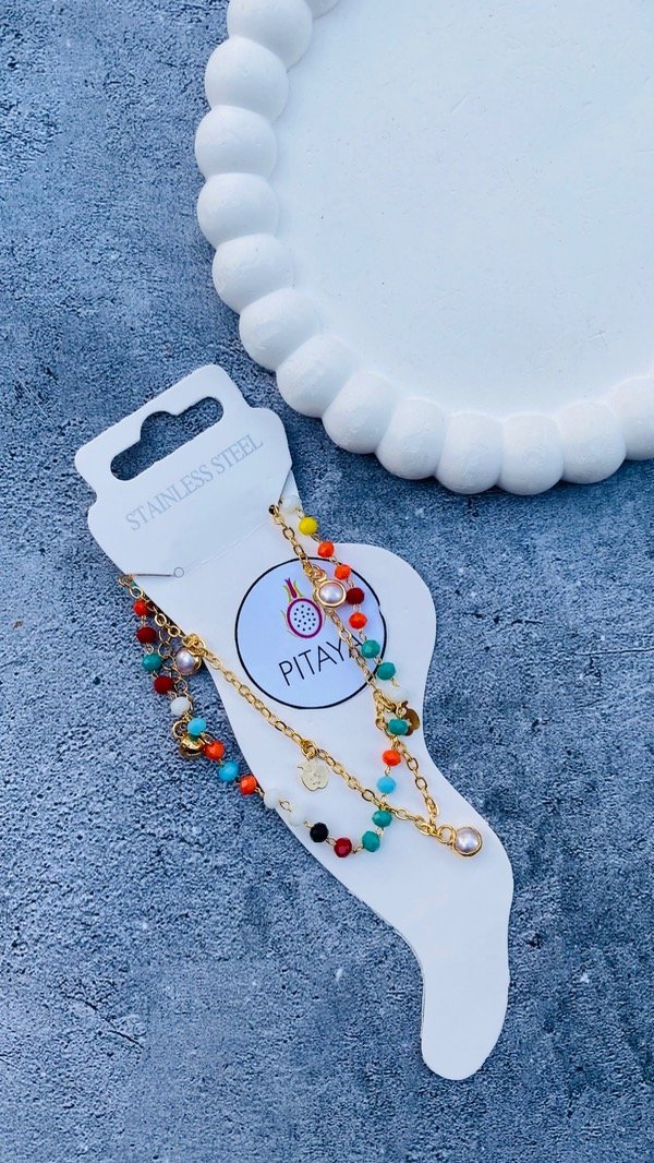 Producto - TOBILLERA ACERO DORADO RAINBOW