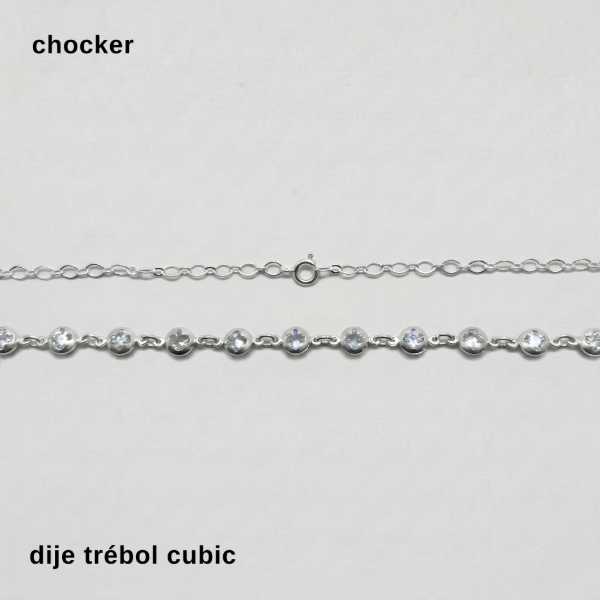 Producto - CHO #FP - Chocker trébol cubic de plata (DOLAR)