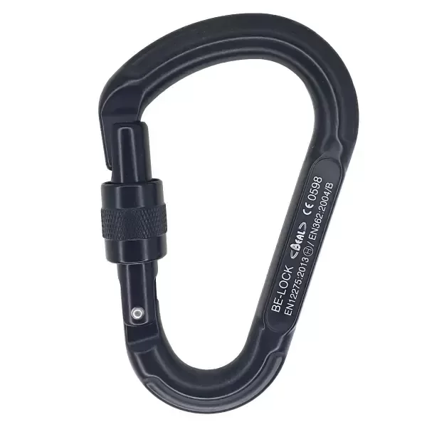 Producto - Mosquetón Asimétrico Rosca Manual Aluminio Beal Be Lock Full Black