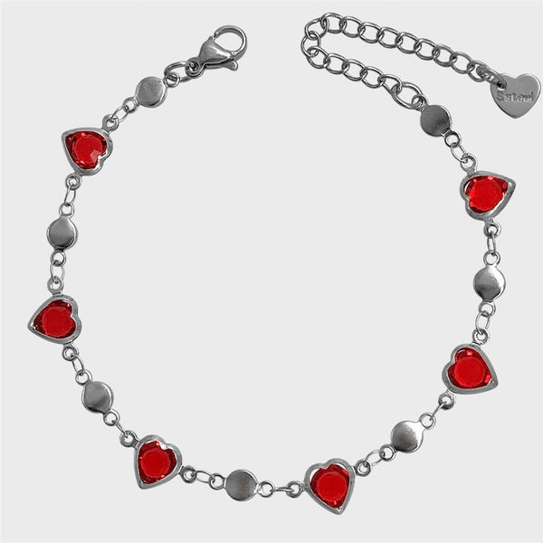 Producto - Pulsera de acero quirúrgico - Corazones rojos
