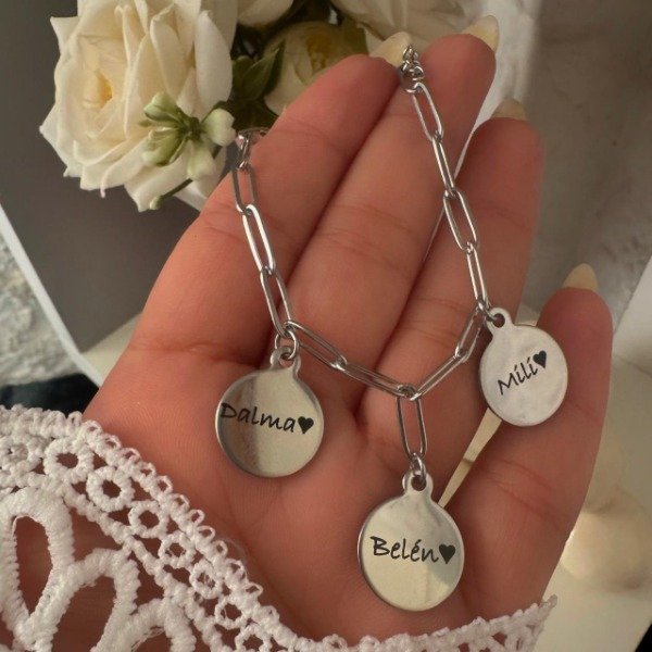 Producto - PULSERA ACERO LINK CON TRES MEDALLAS 16MM