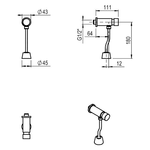 Producto - HIDROMET MINGITORIO HIDROCONTROL CROMO-00935CROM - 1