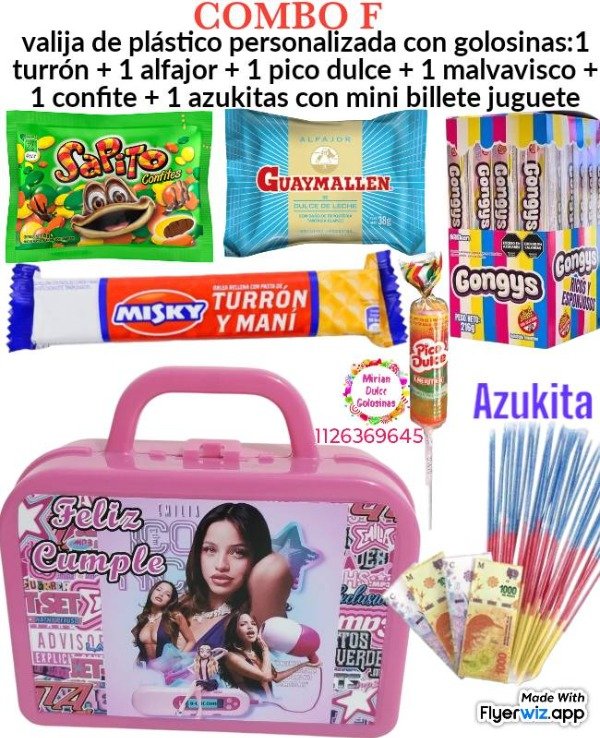 Producto - Combo f valija personalizada con golosinas emilia mernes
