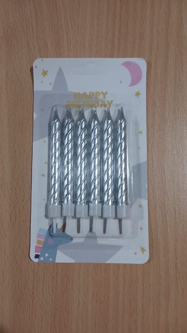 Producto - Vela Metalizada Torneada 9cm Plata