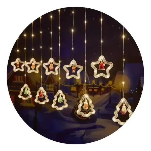 Producto - Luces Led Calida Diseño Estrellas y pino con apliques