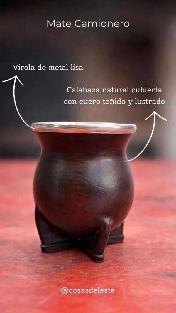 Producto - Mate camionero calabaza con virola acero marron