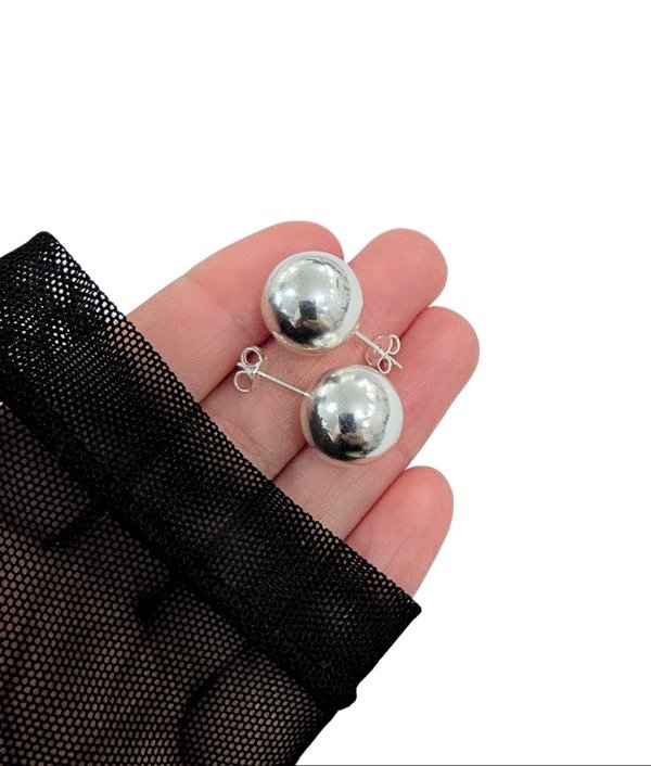 Producto - Aros Bolas Infladas en Acero Blanco Premium