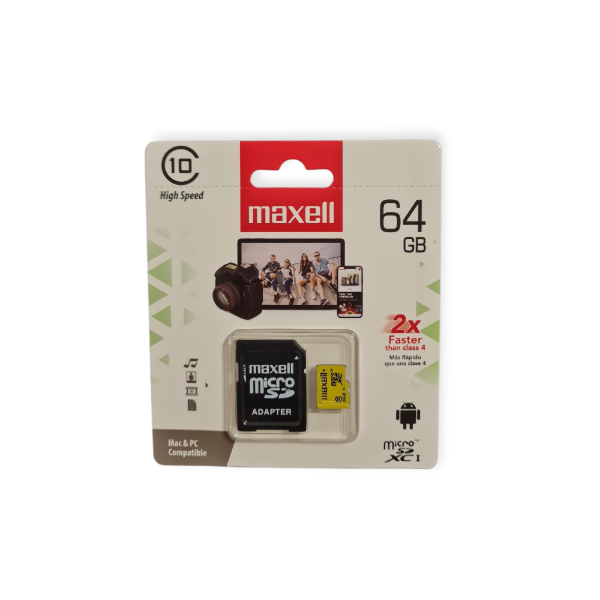 Producto - Memoria Maxell microSDXC 64 GB + Adaptador SD