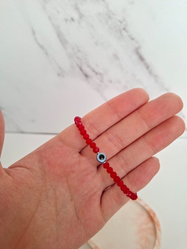 Producto - Pulsera rojo ojo turco azul