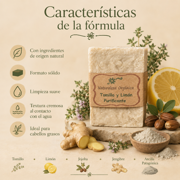 Producto - Champú Sólido Tomillo y Limón Purificante - para Cabellos Grasos - 5