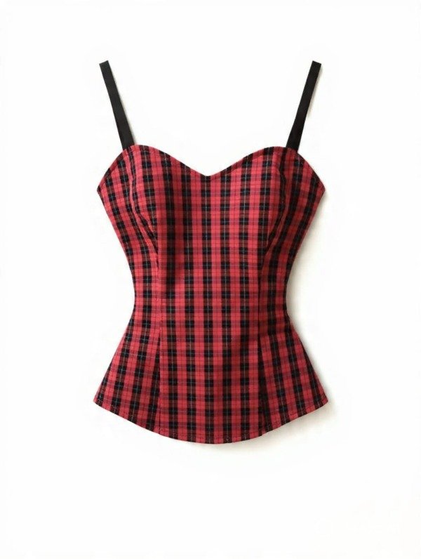 Producto - Corset corazon escoces rojo