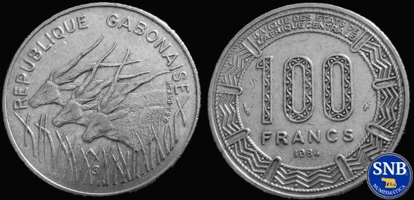 Producto - Gabón - 100 Francos (1984) - KM #13 - Segunda República