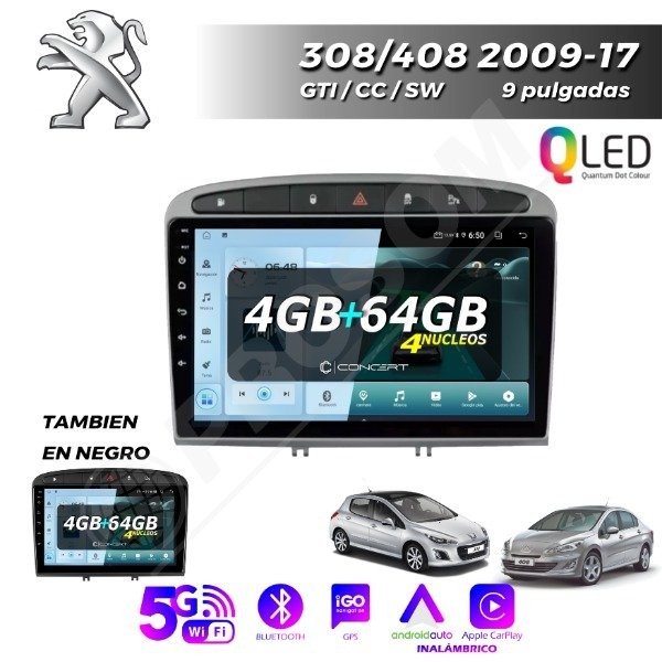 Producto - MULTIMEDIA RENAULT 308/408 2009-17  - 4G 64M - 9" CON CAR PLAY Y ANDROID AUTO