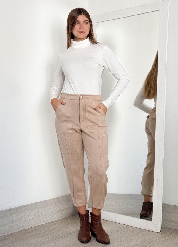 Producto - Slouchy gamuzado elastizado con bolsillos Beige