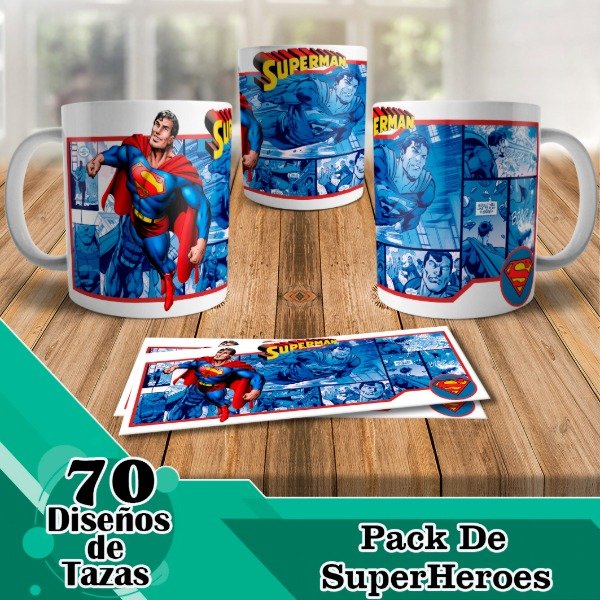 Producto - Diseños Digitales / Plantillas Para Tazas De Super Heroes M3