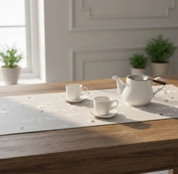 Producto - Individual vinilico xxl 90 x 35 geometrico gris claro