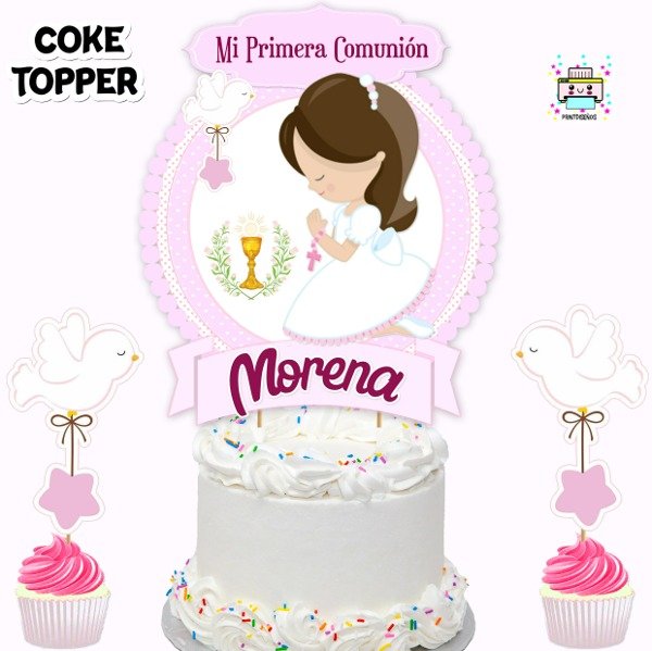 Producto - Kit Imprimible Cake Topper Adorno Torta Comunión Niña M2