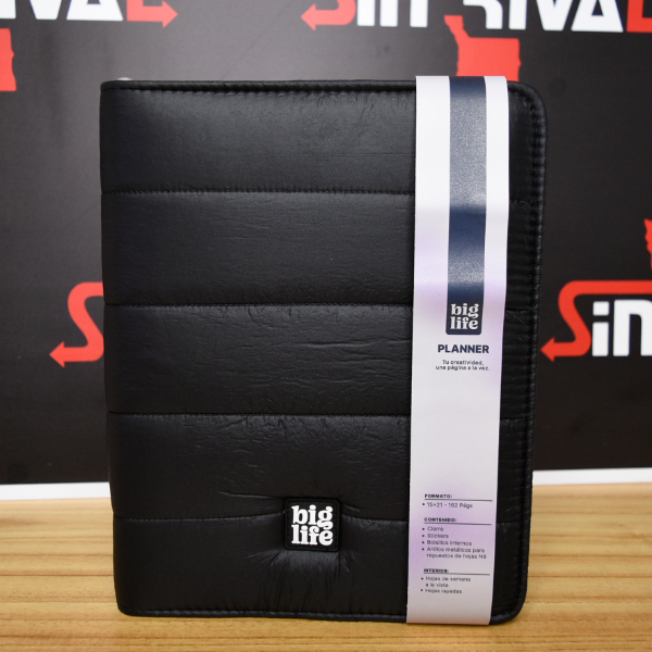 Producto - PLANNER 20,5X26 PUFFER NEGRO 162PAG LA6GE15PBPUFR