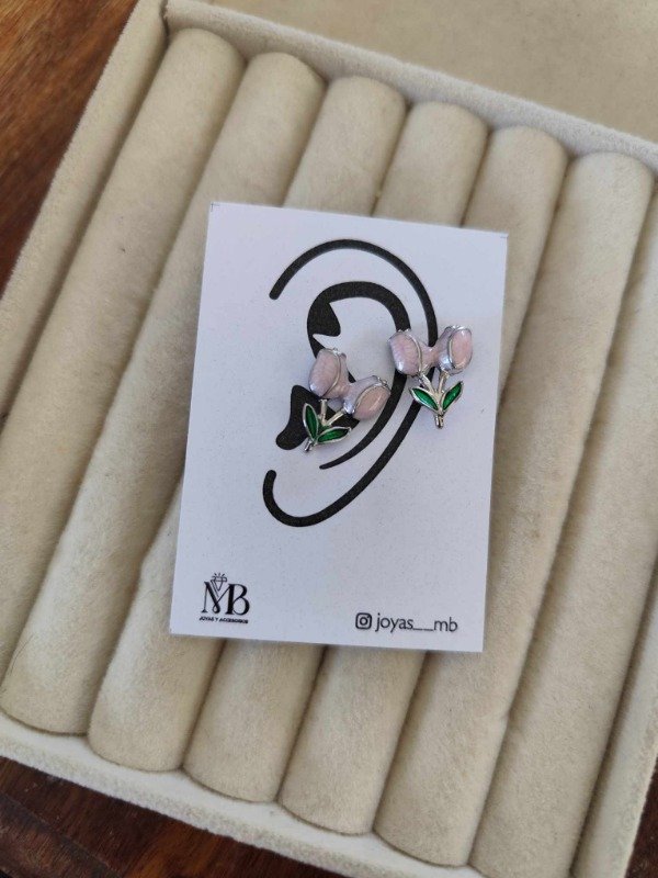 Producto - Aros tulipanes rosas viejo. Acero quirurgico.