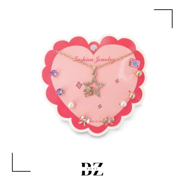 Producto - SET DE CADENA CON DIJE Y 4 PARES DE AROS X CARD 1806-2