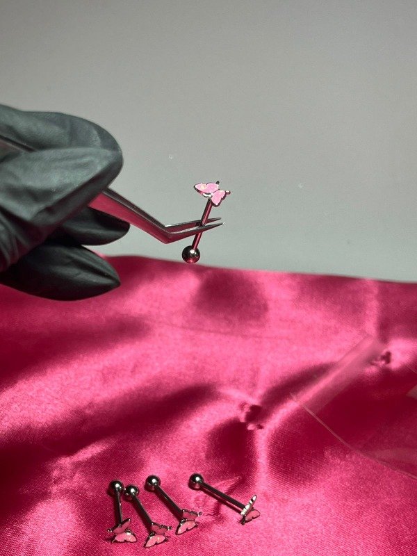 Producto - piercing lengua acero quirúrgico mariposa