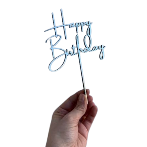 Producto - Topper MDF plateado: Happy birthday