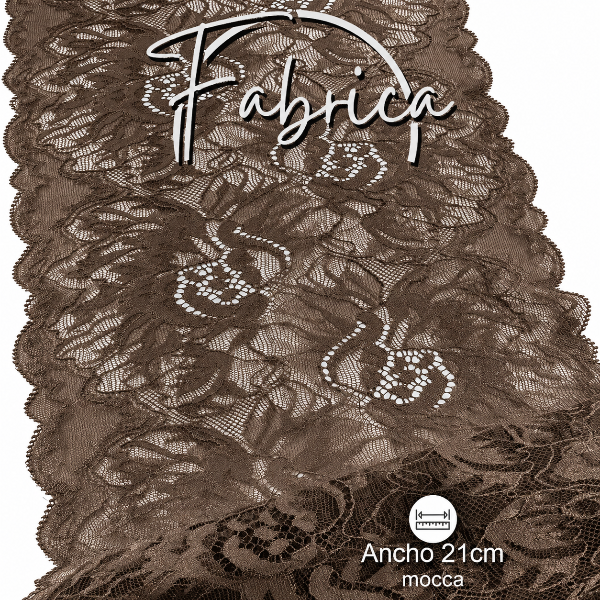Producto - PS342 Puntilla Mocca con Lurex. Medida: 21cm (por metro)