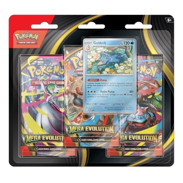 Producto - Pokemon - 3 Booster Blister - Scarlet and Violet: Mega Evolution (Golduck)