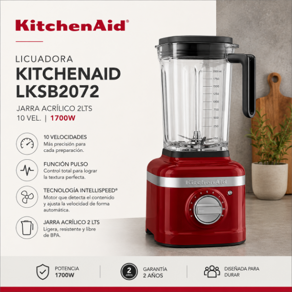 Producto - LICUADORA KITCHENAID LKSB2072 JARRA ACRÍLICO 2LTS 10 VEL. 1700W ROJO