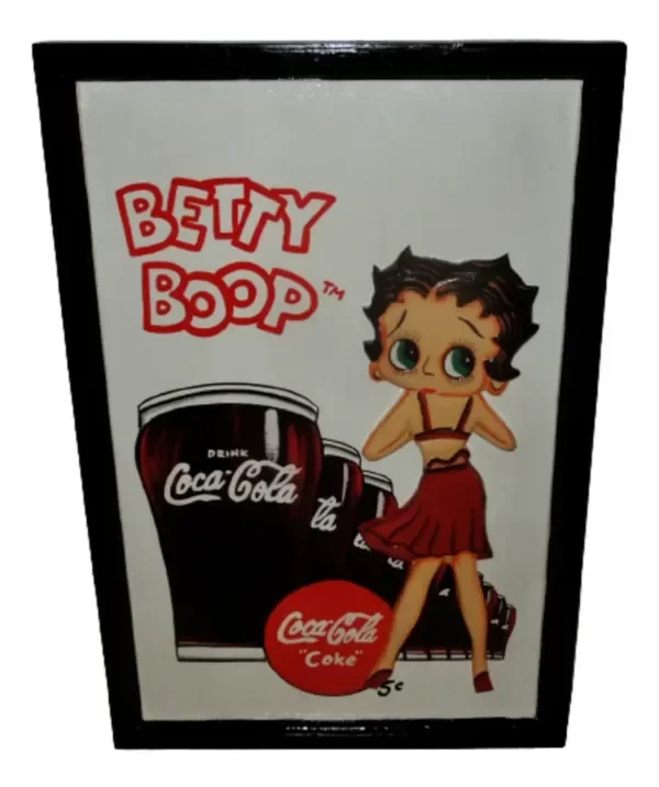Producto - Betty Boop Y Coca Cola Cuadro De Madera En Relieve 60 X 40 cm