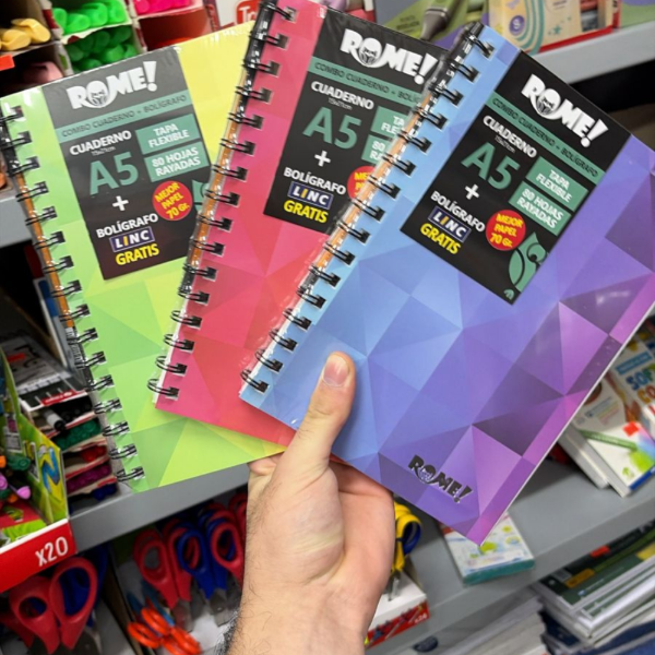 Producto - Cuaderno A5 Rome tapa flexible 80hjs