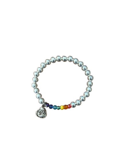 Producto - Pulsera Chakras plateada con dije buda