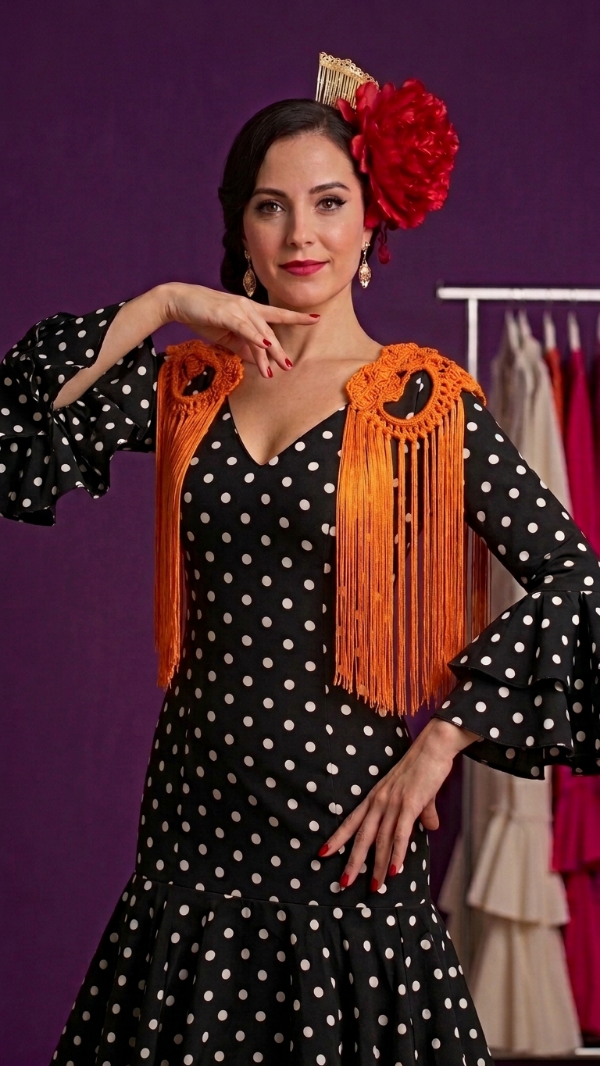 Producto - Hombreras Tejidas con Flecos de Seda Naranja