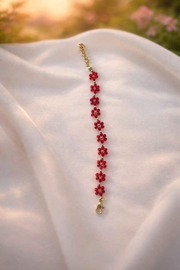 Producto - Pulsera de Flores Eloisa (cristales mini) - Rojo