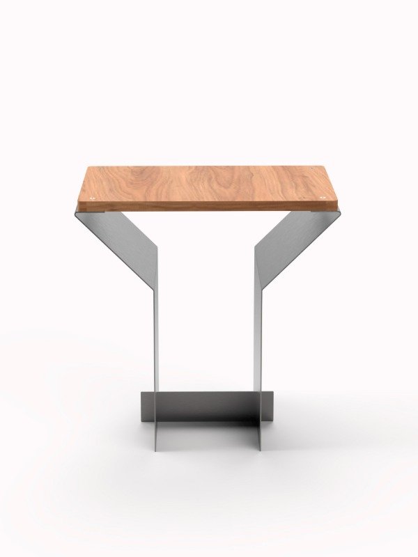 Producto - Banco T - Banco de acero inoxidable y madera para cafés, locales y hogares - 2
