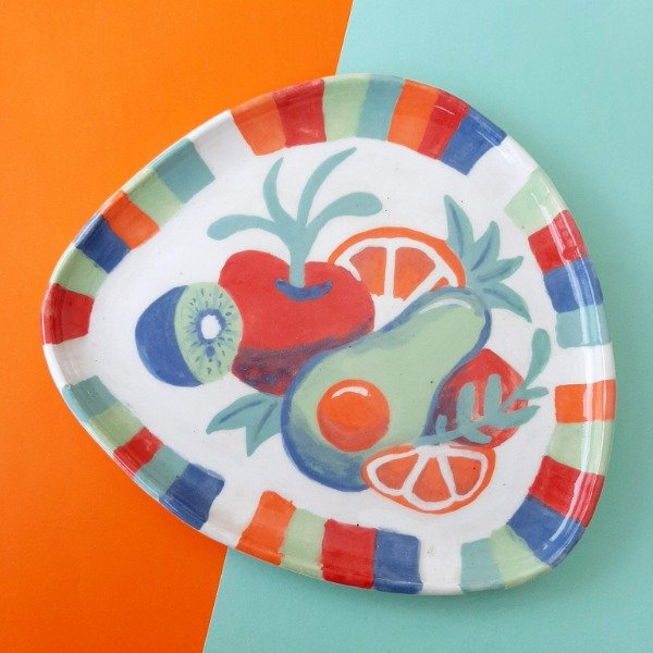 Producto - Plato irregular grande Frutas y palta