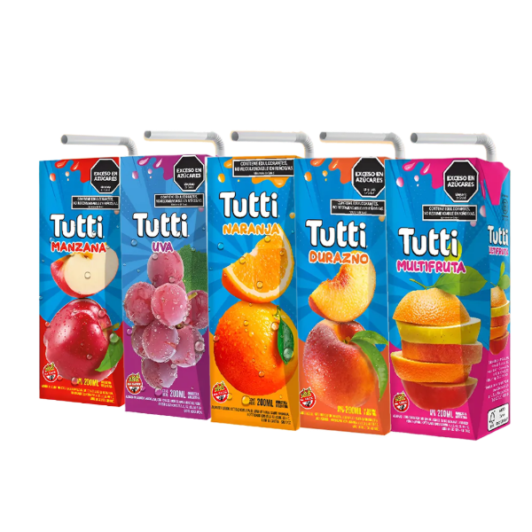 Producto - JUGO TUTTI 200ML UVA/NARANJA/MULTIFRUTA/DURAZNO/MANZANA X18UN