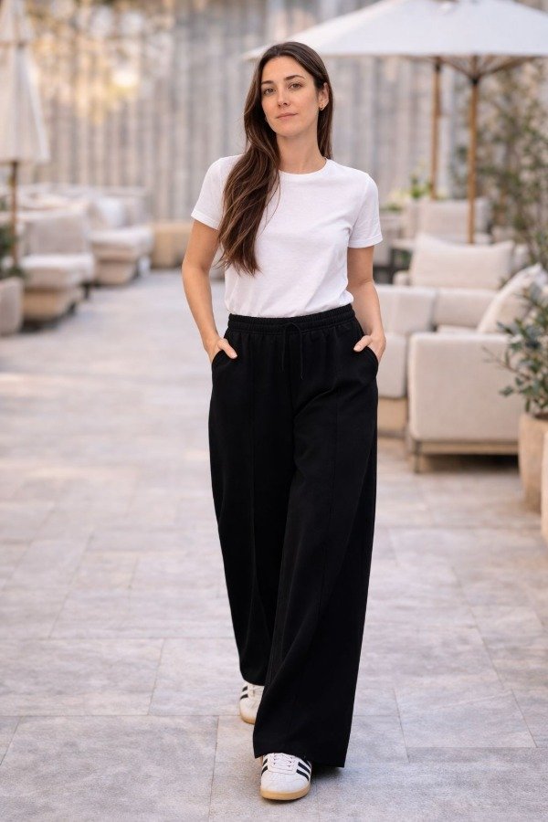 Producto - Pantalón Wide Leg Friza Negro