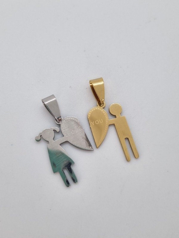 Producto - Dije acero quirurgico para compartir plat dor pareja con corazon