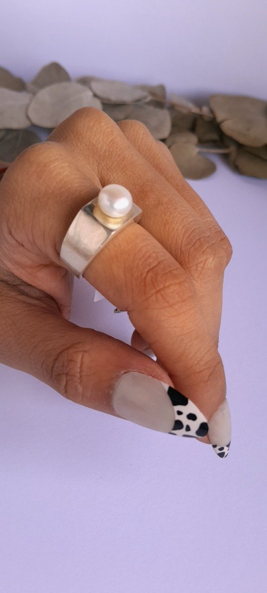 Producto - Anillo plata perla princesa